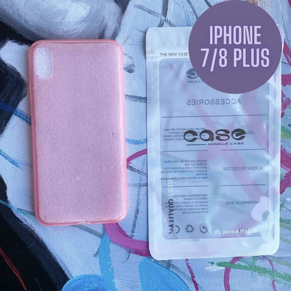 iPhone 7/8 Plus Case Clear Pink Cover NEW - Picture 1 of 7